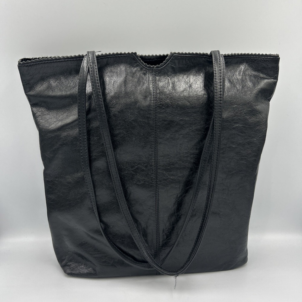 Latico Leather Soft Hobo Tote Shoulder Bag Black Floral Lining Minimalist EUC